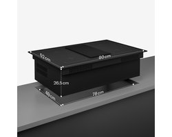 Klarstein Velaire inductiekookplaat met afzuigkap - 80 cm, 4 flexibele zones, 8400 W boost, ingebouwde afzuigkap, touchbediening, timer, kinderslot, glazen oppervlak, inbouwmodel