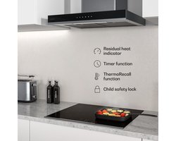 Klarstein Verosteel inbouw-inductiekookplaat - 4 zones, 7400 W boost, touchbediening, timer, kinderslot, restwarmte-indicator, zwart glas, 60 cm, energiezuinige inductiekookplaat