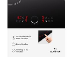 Klarstein Virtuosa 90 Glaskeramische Kookplaat - Dual slim - 6400 W - Zwart