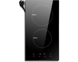 RVV® Elektrische Kookplaat 2 Pits - Elektrische Fornuis - Elektrische Kookplaat Vrijstaand - 2 Kookplaten 30 cm - Kinderslot - Zwart -52 cm x 29 cm x 6 cm