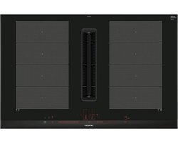 Siemens iQ700 EX875LX57E kookplaat Zwart Ingebouwd 80 cm Inductiekookplaat zones 4 zone(s) ingeboude afzuigkap Zwart