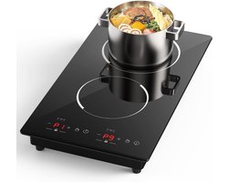 SNJY® Inductie Kookplaat Vrijstaand - Elektrische Kookplaat Vrijstaand - Inductie Fornuis Vrijstaand - 2 Platen - 3000W - Zwart