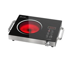 Solvix Kookplaat – Inductie Kookplaat Vrijstaand – Elektrische Kookplaat – Inductie Fornuis 1 Pits – 2000W Keramische Kookplaat met Timer en Kinderbeveiliging