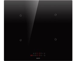 Wiggo WH-B624IRT(B) – Inbouw Inductiekookplaat – 60 cm – 4 kookzones – 7200W – 9 standen – Boostfunctie – Touch Control – Timer – Kinderslot – 5 jaar garantie – 2 of 3 fase zonder stekker – Zwart Kristalglas