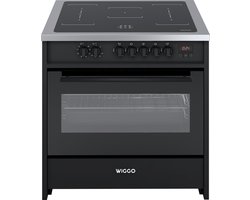 Wiggo WIO-E921A(BX) – Inductie Fornuis – 90 cm – 2 fasen (7.6 kW) – Oven 121L – 50-250°C – Metaal – Zwart Inox