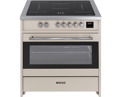 Wiggo WIO-E921A(CX) – Inductie Fornuis – 90 cm – 2 fasen (7.6 kW) – Oven 121L – 50-250°C – Metaal – Crème