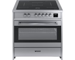 Wiggo WIO-E921A(XX) – Inductie Fornuis – 90 cm – 2 fasen (7.6 kW) – Oven 121L – 50-250°C – Metaal – Inox