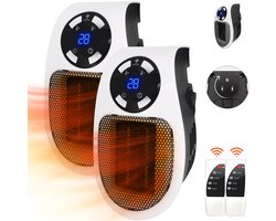 2 Stuks Stekkerverwarming, 500W Stopcontact Elektrische Ruimteverwarming, Kleine Draagbare Ruimteverwarming Met Regelbare Thermostaat, Timer En Led-display Voor Gebruik Op Kantoor, Badkamer, Slaapkamer En Binnen.