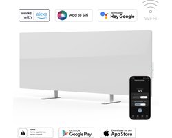 AENO GH1S slimme infrarood verwarmingspaneel - Red Dot winnaar 2023 voor design en verwarmingstechnologie - Bluetooth - WIFI - 700 Watt - Elektrische kachel - Verwarmingsplaat - Infrarood + convectie - Wit