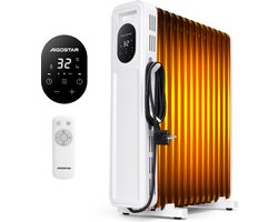 Aigostar Cozy - Olieradiator - Elektrische Kachel - 2300W Heater - Oliegevulde radiator - 11 Ribben - Verwarming met Afstandsbediening - Wit/Zwart