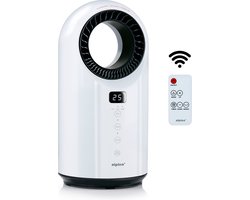 alpina Elektrische Verwarming en Ventilator 1500W – Bladloze Ventilatorkachel met LED Display – Ventilator Kachel met Timer en Afstandsbediening – Oscillerende Verwarming of Verkoeling – Wit