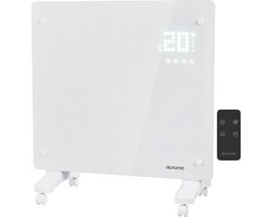 Auronic Elektrische Kachel – 1000W - Convectorkachel met Thermostaat, Timer en Afstandsbediening - Heater - Glazen Paneelverwarming - Badkamerverwarming - Wit