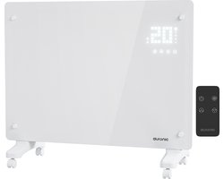 Auronic Elektrische Kachel – 1500W - Convectorkachel met Thermostaat, Timer en Afstandsbediening - Heater - Glazen Paneelverwarming - Badkamerverwarming - Wit