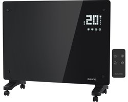 Auronic Elektrische Kachel – 1500W - Convectorkachel met Thermostaat, Timer en Afstandsbediening - Heater - Glazen Paneelverwarming - Badkamerverwarming - Zwart