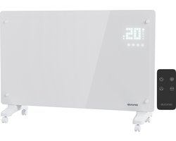 Auronic Elektrische Kachel – 2000W - Convectorkachel met Thermostaat, Timer en Afstandsbediening - Heater - Glazen Paneelverwarming - Badkamerverwarming - Wit