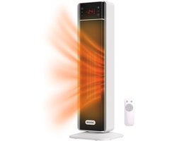 Auronic Elektrische Kachel - 2000W Heater - Keramische Kachel - Tot 30m2 - Roterend - Toren Kachel - Met Afstandsbediening - Wit