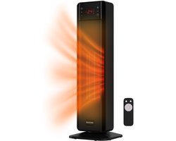 Auronic Elektrische Kachel - 2000W Heater - Keramische Kachel - Tot 30m2 - Roterend - Toren Kachel - Met Afstandsbediening - Zwart