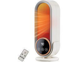 Binnenkachel - Energiezuinige PTC Keramische Kachel 1200W - Draagbaar met Afstandsbediening en Thermostaat - Snel Verwarmen en Intelligent Timen - Wit