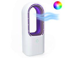 Bladloze Ventilator met LED Licht - Tafelventilator met Verlichting - Draagbare Ventilator - Wit - Silvergear