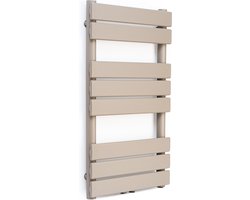 Blumfeldt Badkamerradiator - Design radiator - Zuinige platte radiator verticaal - Verticale Wandverwarming - 355 W - Thermostaat - Wandradiator voor badkamer en woonkamer - Zandkleur