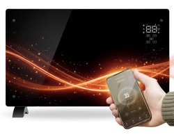 BluMill Elektrische Convectorkachel - Glazen Design Paneelheater - Infrarood Paneel - Ingebouwde Thermostaat - Wifi - Bediening met App - Paneelverwarming - 2000W - Zwart