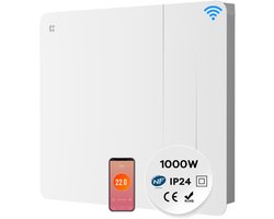 CIARRA CBHTD10A-W - Elektrische Kachel 1000W - Keramische inertieradiator met WiFi App - Wandradiator - Programmeerbare Thermostaat - IP24 - 10m²- Wit