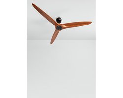 CREATE - Plafondventilator 40W stil Ø152 cm 100% hout - Zwart / Donker hout - Geen licht - WIND CENTURY