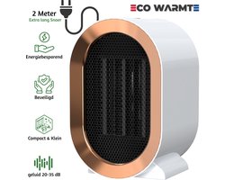 Eco Warmte - Premium Elektrische Kachel - 1200w - elektrische verwarming - Kamer verwarming - Ventilatorkachel - Keramische Kachel - Mini Heater - Wit