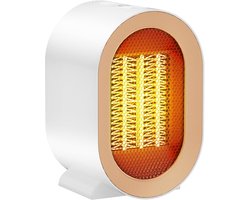 Elektrische kachel - Stille kachel - Miniverwarmer - Draagbare minikachel - Keramische PTC-ventilatorkachel - Winterwarmte - 2 warmte-uitgangen - Oververhittings- en kantelbeveiliging - Geschikt voor thuis - Ouderen - Kinderen - Huisdieren - Wit