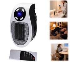 Elektrische kachel - ventilatorkachel - stekker kachel - elektrische wandkachel - met afstandsbediening - geschikt voor badkamers, kamers, kantoren en andere binnenruimtes (12,5*19cm - wit)