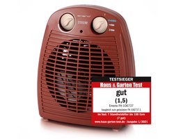 Emerio Ventilator Kachel - 25 m² - 2 Temperatuur instellingen - Ventilatorfunctie - Regelbare thermostaat - Indicatielampje - Omvalbeveiliging - FH-106737.13 Rood