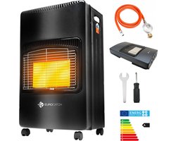 Eurocatch Gaskachel - Mobiele kachel Incl. Slang en Drukregelaar - Heater - Zwart - 4200W