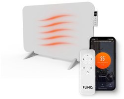FlinQ Slimme Infrarood Verwarming - Elektrische Verwarmingspaneel - Moderne Kachel - Geschikt voor Badkamer - Staand & Verplaatsbaar - Met Thermostaat - Wit Paneel - 600W