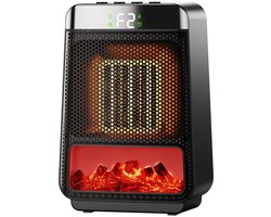 Gabrys® Elektrische Kachel met Vlameffect – Compacte Ventilatorkachel met Digitale Display, Thermostaat en Timer - Realistisch Vlameffect - LED Display - Heater - Verwarming – Zwart