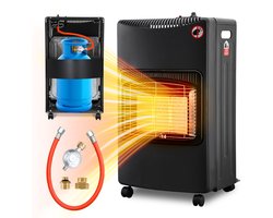 Gasverwarming 4,2 KW gaskachel opvouwbare gaskachel inclusief oververhittingsbeveiliging en kantelbeveiliging, piëzo-ontsteker, 306 g/h gasverbruik