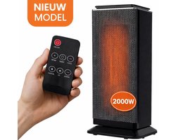 Golermo Elektrische Keramische Kachel 2000W – Verwarming met Timer, Afstandsbediening, LCD Touchscreen, Oscillatie, Valdetectie & Oververhittingsbeveiliging – Stil – Zwart
