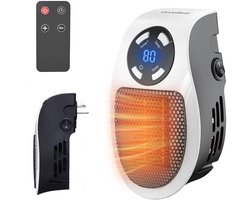 Handy Heater - Stopcontact verwarming -500W -Verwarming - met afstandsbediening -met LED-display - Badkamerkachel -Keramische Kachel -Heater Voor Binnen -afstandsverwarming - met thermostaat -geschikt voor thuis en op kantoor - wit