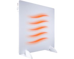 Infrarood Verwarmingspaneel 425W - Voordelig in Gebruik - Makkelijk Verplaatsbaar - 63,7 x 66,3 x 1,1 cm - Overschilderbaar - Elektrische kachel - Thermostaat - Staand - Heater - Bijverwarming - Wit - Silvergear