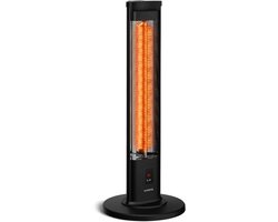 Klarstein BlazeTower infraroodverwarming - 2000 W vrijstaande IR-verwarming, 3 warmtestanden, IP45 waterdicht, kantelbeveiliging, afstandsbediening en timer, makkelijk mee te nemen voor gebruik op het terras en buiten