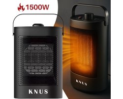 KNUS® Elektrische Ventilatorkachel - keramische Kachel - 22 m² - 70° Draaifunctie - 750/1500W - Heater - Kachel - compact - Verwarming Electrisch - Zwart