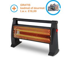 Merkador Elektrische Infrarood Kachel - Quartz-verwarmingstechnologie - 1200 Watt - 2 Warmtestanden - Omvalbeveiliging - IP20-gecertificeerd