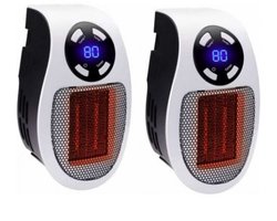 Mini Stopcontact Verwarming - Elektrische Ventilatorkachel - Draagbare miniverwarming - Insteekverwarmer - Superluchtverwarmer - LED en timer - Draagbare insteekverwarmer - Geschikt voor kantoor, badkamer, slaapkamer - 500W - 2 stuks