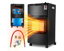 Gasverwarming 4200W gaskachel inclusief oververhittingsbeveiliging en kantelbeveiliging, piëzo-ontsteker, 306 g/h gasverbruik opvouwbare gaskachel