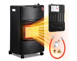 Mobiele Gaskachel - met Wieltjes - tot 82 m² - 4200W Gas Heater - Inclusief Gasdrukregelaar en Gasslang - 3 Warmteniveaus