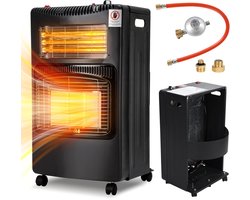 Mobiele Gaskachel - met Wieltjes - tot 82 m² - 4200W Gas Heater - Inclusief Gasdrukregelaar en Gasslang - ijzerhoudend