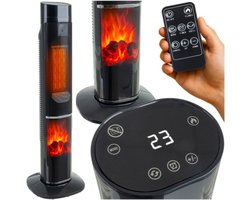 MOZY® - Elektrische Ventilatorkachel- met Sfeerhaard - Zwart - 2000W - met Afstandsbediening - 10 tot 49°C - Oscillerend - Warme en Koude Lucht - Sfeerkachel - Openhaard - Ventilator - Luchtverwarmer