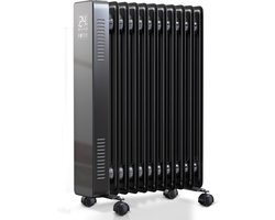 Rooal Olieradiator - Oliegevulde Radiator - Elektrische - Kachel - Verwarming - Heater - Zwart - 2000 Watt - Verrijdbaar