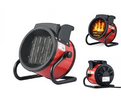 SMH LINE® Elektrische kachel - Straalkachel - 1000W/2000W/ventilator - Regelbaar - Oververhittingsbeveiliging - Zwart