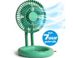 Stille Ventilator USB - 7 Uur - Draadloos - Aircooler - Tafelventilator - Bureau / Desktop - Mini - Oplaadbaar - Fan - Vakantie - Groen - Silvergear
