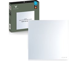 Varin® Smart Design Infrarood verwarmingspaneel - 400W - 60x60cm - Helder wit glas - IP24 - Met thermostaat - Wandmontage of verrijdbaar - Elektrische verwarming - Infrarood paneel verplaatsbaar - Kachel - Heater bureau - Terrasverwarmer - Tuya Wifi